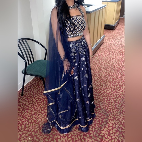 Navy blue lengha - Picture 3 of 3